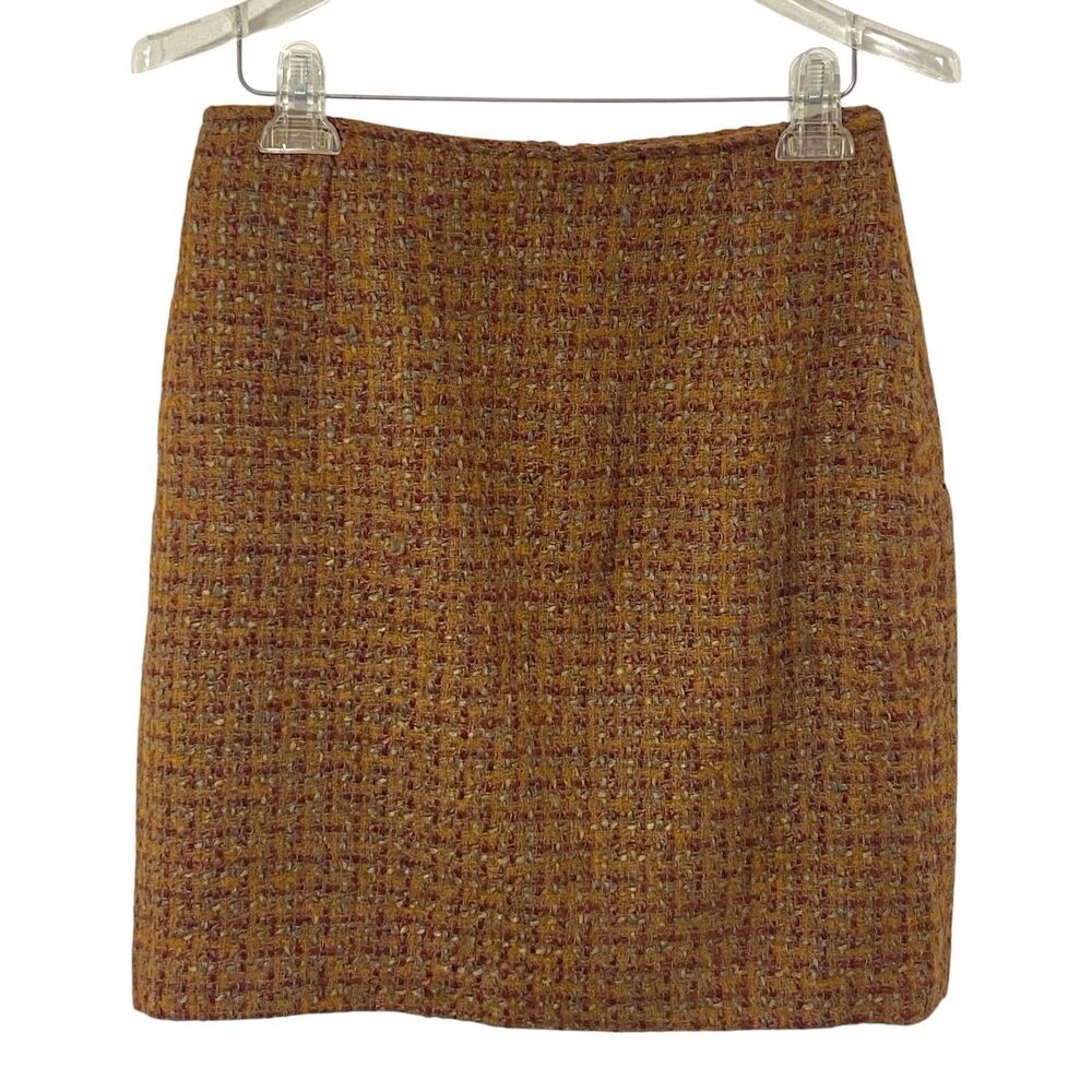 Forenza Wool Rayon Chunky Tweed Pencil 10 M mini skirt rust burnt orange vtg 80s